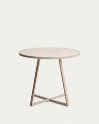 Tavolo rotondo Tella con struttura in acciaio zincato e piastrelle beige, Ø 90 cm