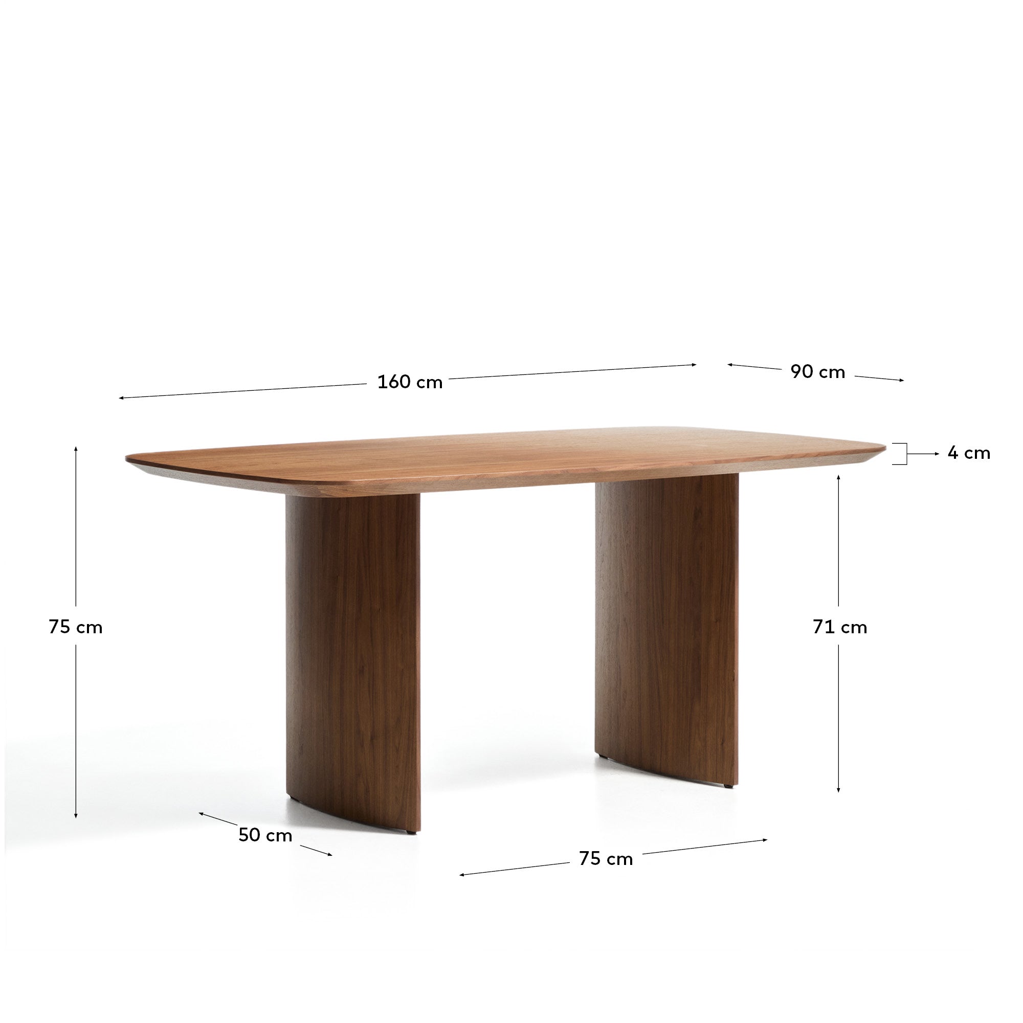 Litto Tisch aus Walnussfurnier 160 x 90 cm in Dunkelbraun präsentiert im Onlineshop von KAQTU Design AG. Esstisch ist von Kave Home