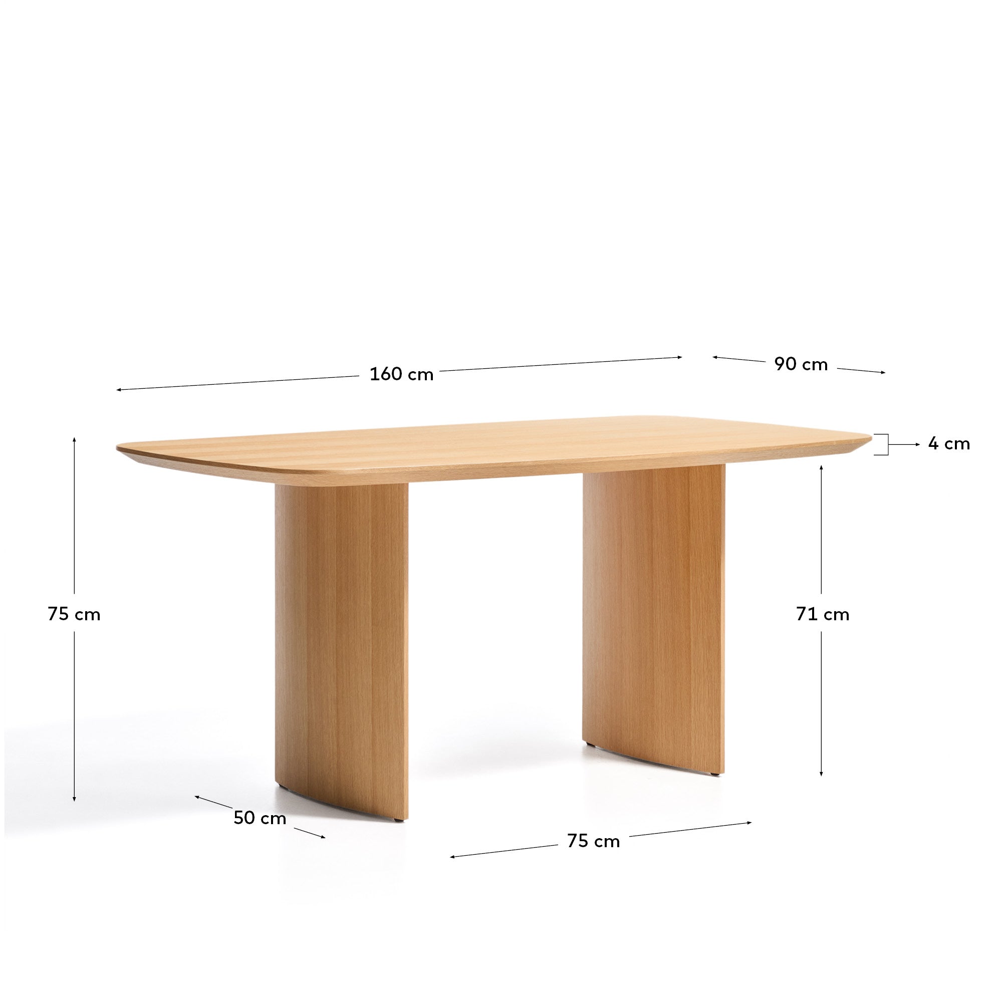 Litto Tisch aus Eichenfurnier 160 x 90 cm in Braun präsentiert im Onlineshop von KAQTU Design AG. Esstisch ist von Kave Home