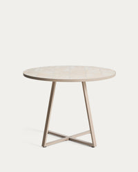 Table ronde Tella en acier galvanisé et carrelage beige, Ø 120 cm