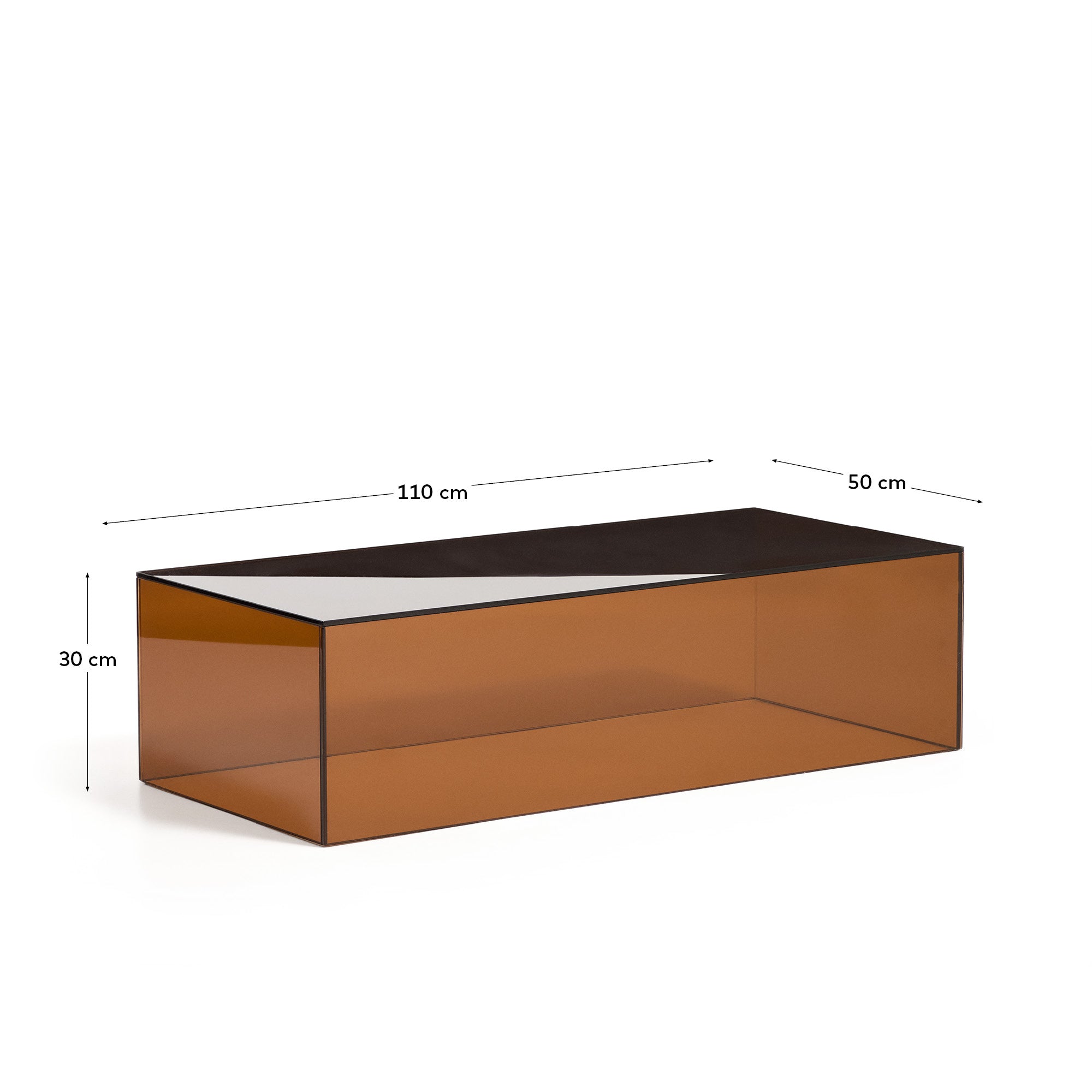 Couchtisch Orlia aus gehärtetem Glas in Braun, 110 x 50 cm in Braun präsentiert im Onlineshop von KAQTU Design AG. Couchtisch ist von Kave Home