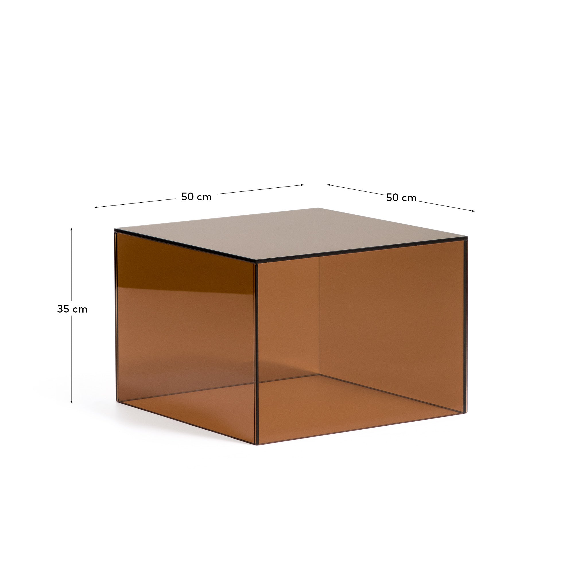Beistelltisch Orlia aus gehärtetem Glas in Braun, 50 x 50 cm in Braun präsentiert im Onlineshop von KAQTU Design AG. Beistelltisch ist von Kave Home