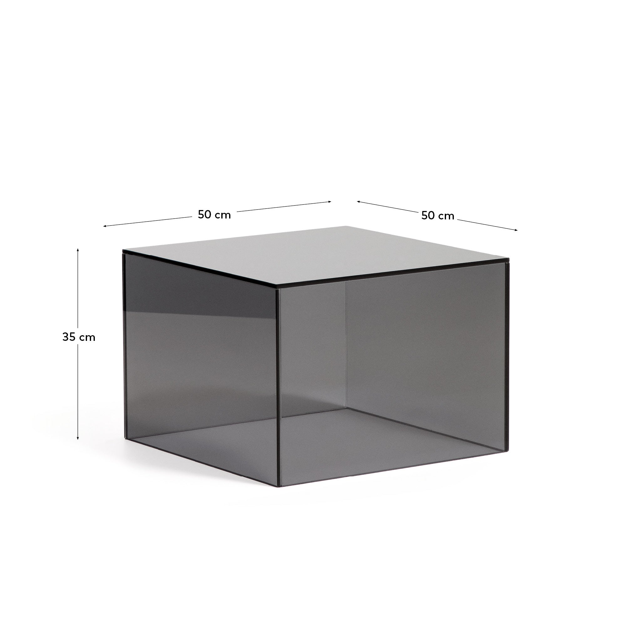 Beistelltisch Orlia aus gehärtetem Glas in Dunkelgrau, 50 x 50 cm in Dunkelgrau präsentiert im Onlineshop von KAQTU Design AG. Beistelltisch ist von Kave Home