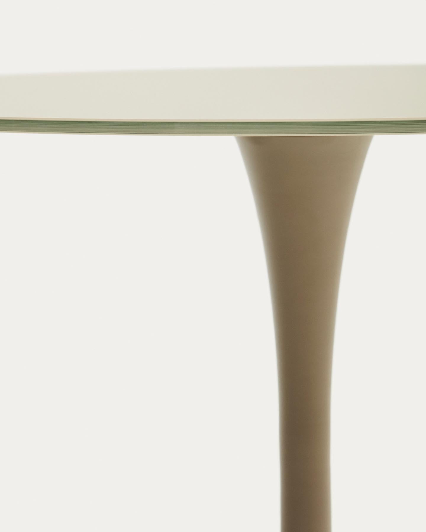 Runder Tisch Vedira aus Glas und taupefarbenem Stahl Ø 120 cm in Taupe präsentiert im Onlineshop von KAQTU Design AG. Esstisch ist von Kave Home