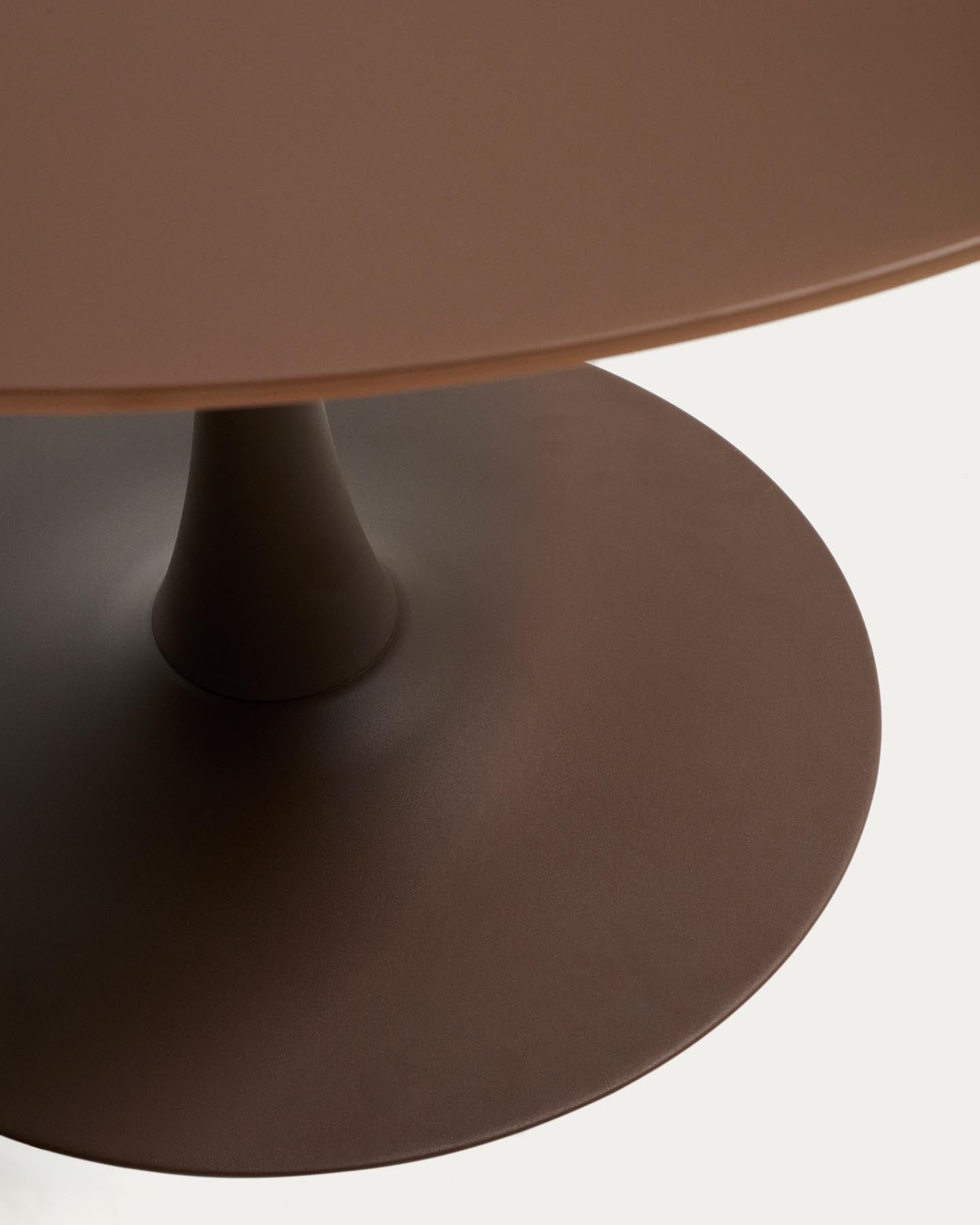 Runder Tisch Vedira aus Glas und braunem Stahl Ø 90 cm in Dunkelbraun präsentiert im Onlineshop von KAQTU Design AG. Esstisch ist von Kave Home