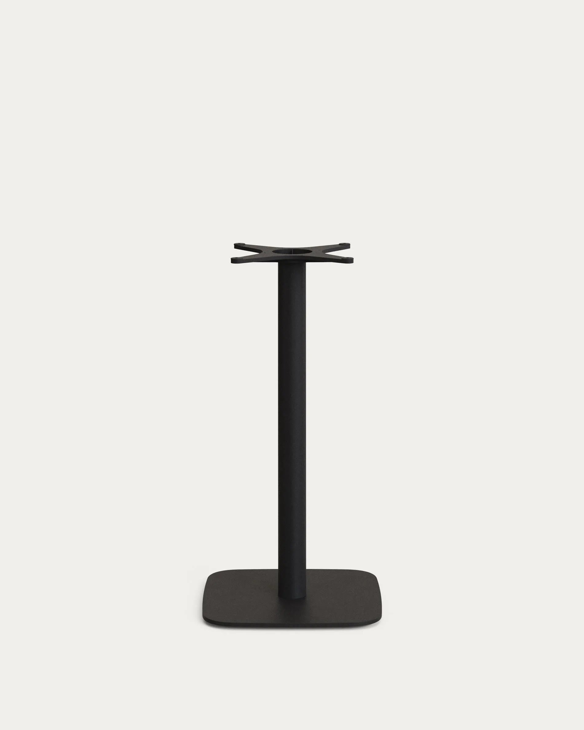 Elegantes Dina Stehtischbein mit quadratischem Metallfuß, schwarz lackiert, ideal für moderne Tische von Kave Home.