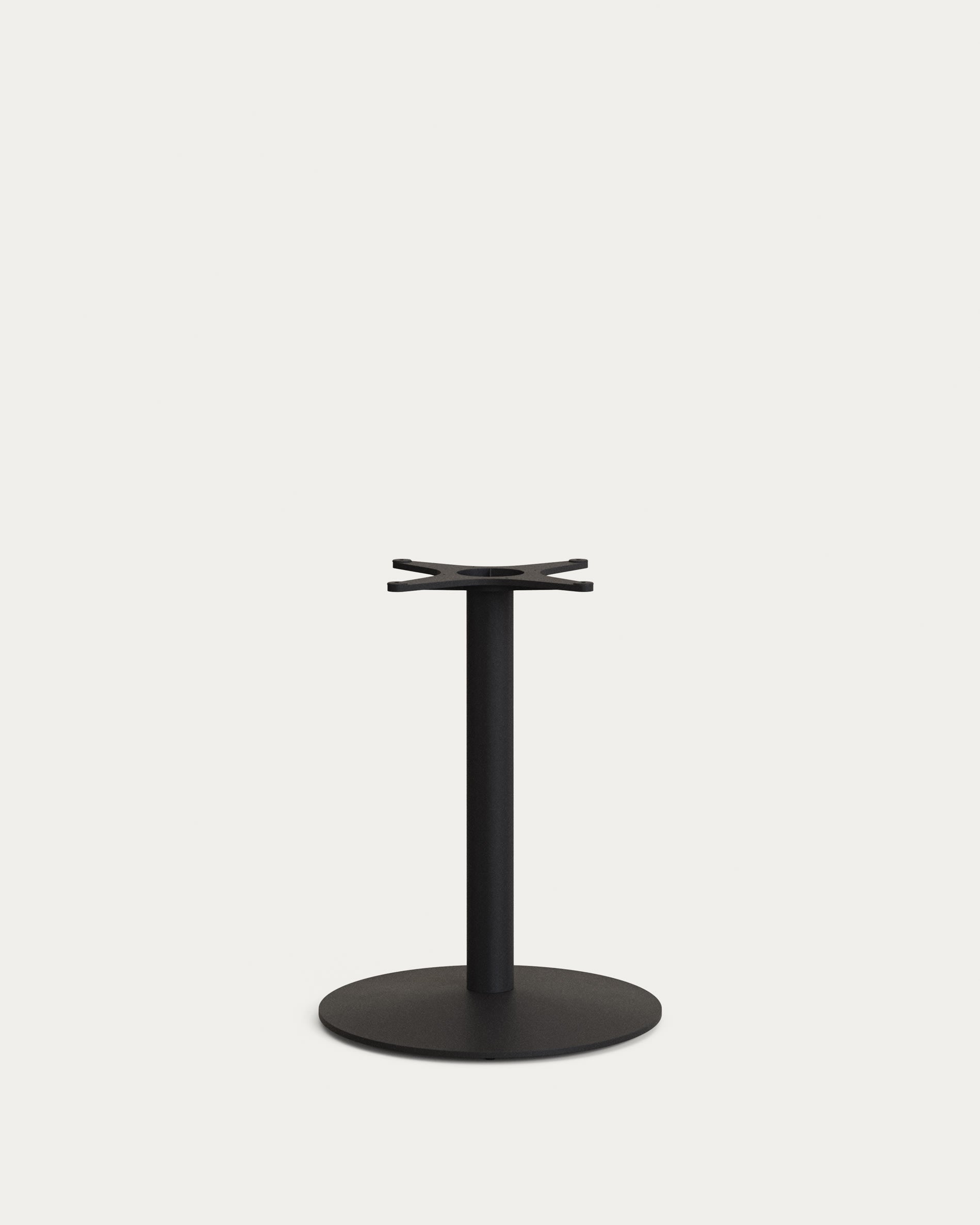 Esilda bar table leg with large round metal base, black lacquered