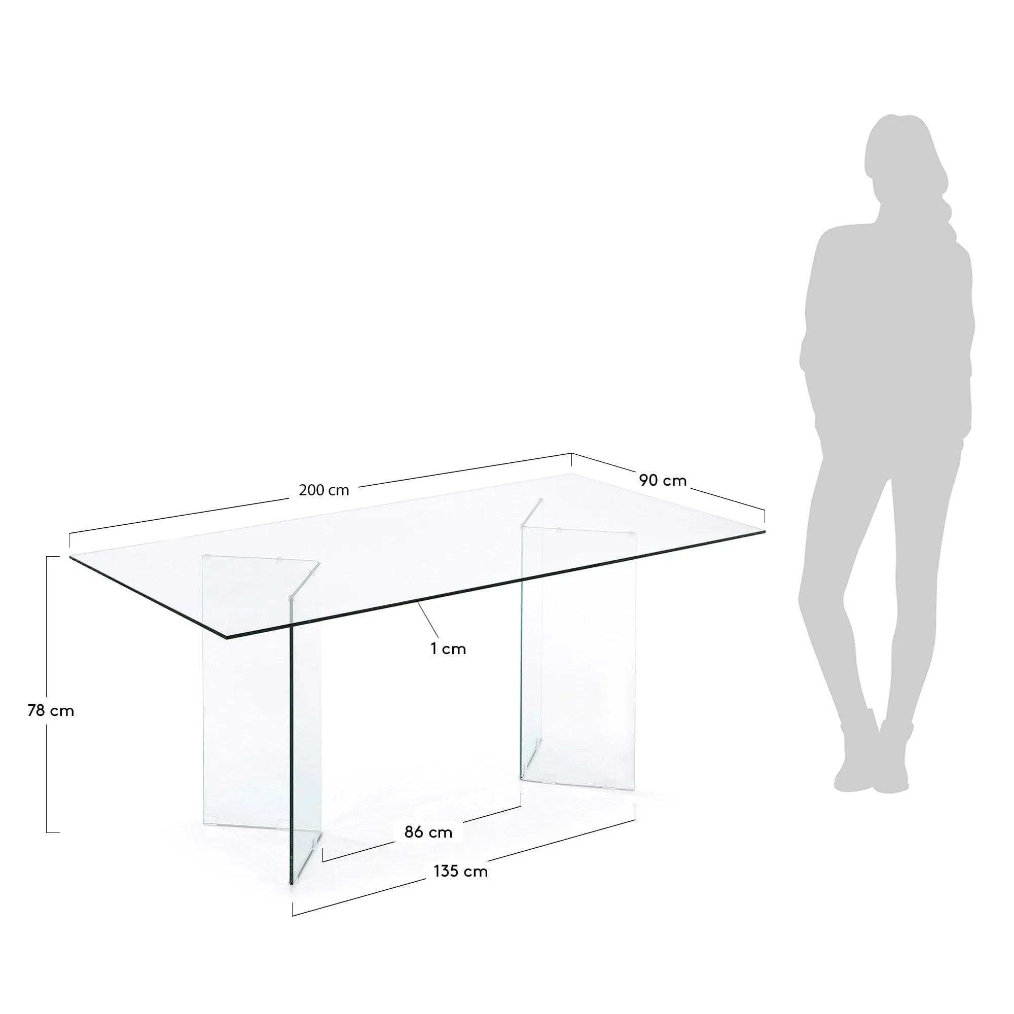 Der Burano Glastisch von Kave Home: Ein eleganter, funktionaler Esstisch mit klarer Glasplatte, ideal für stilvolle Runden.