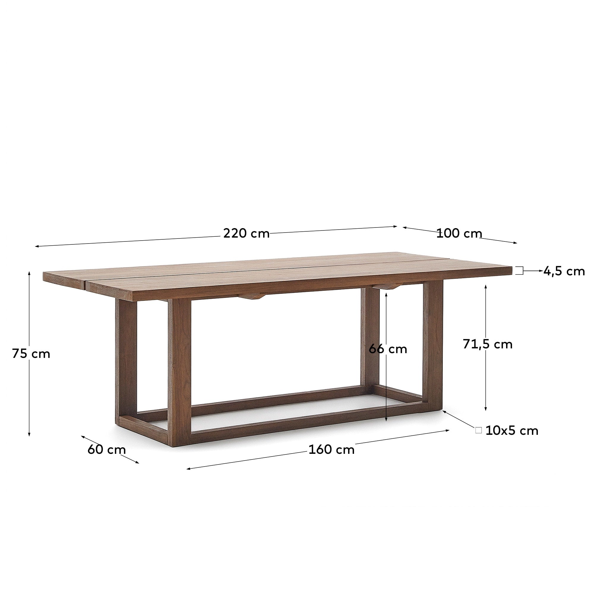 Der Sashi Tisch aus Teakholz (220x100 cm) von Kave Home vereint stilvolles Design mit langlebiger Qualität für Ihr Wohnambiente.