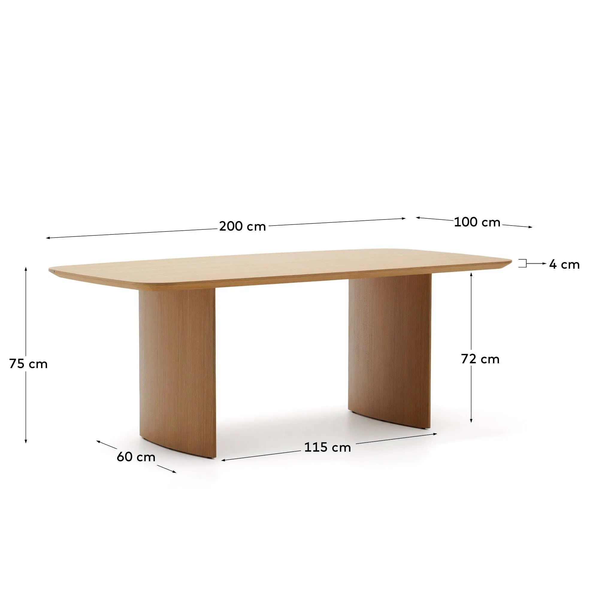Eleganter Litto Tisch aus Eichenfurnier, 200x100 cm, vereint Stil und Funktionalität für gesellige Runden und zeitlose Eleganz.