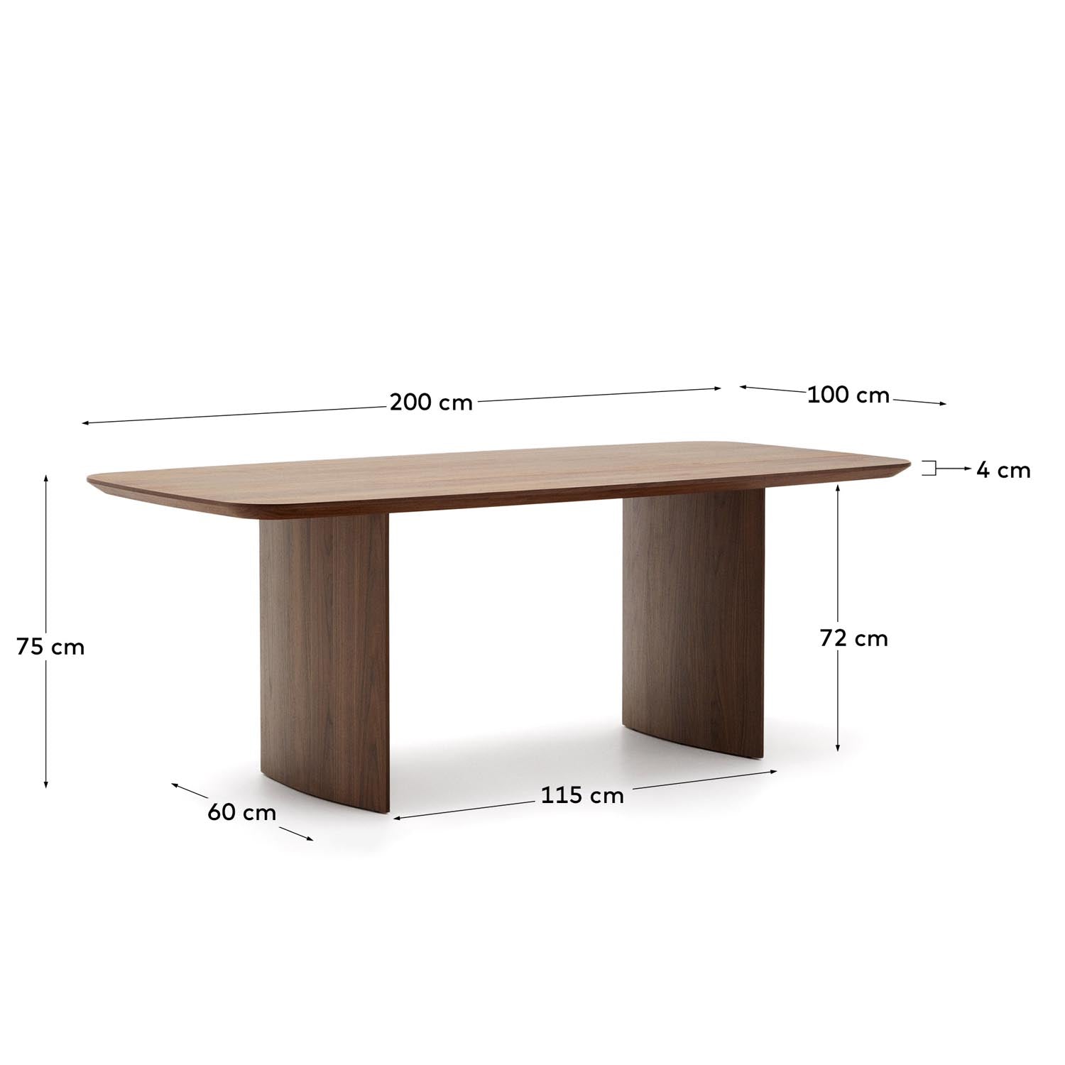 Litto Tisch aus Walnussfurnier 200 x 100 cm