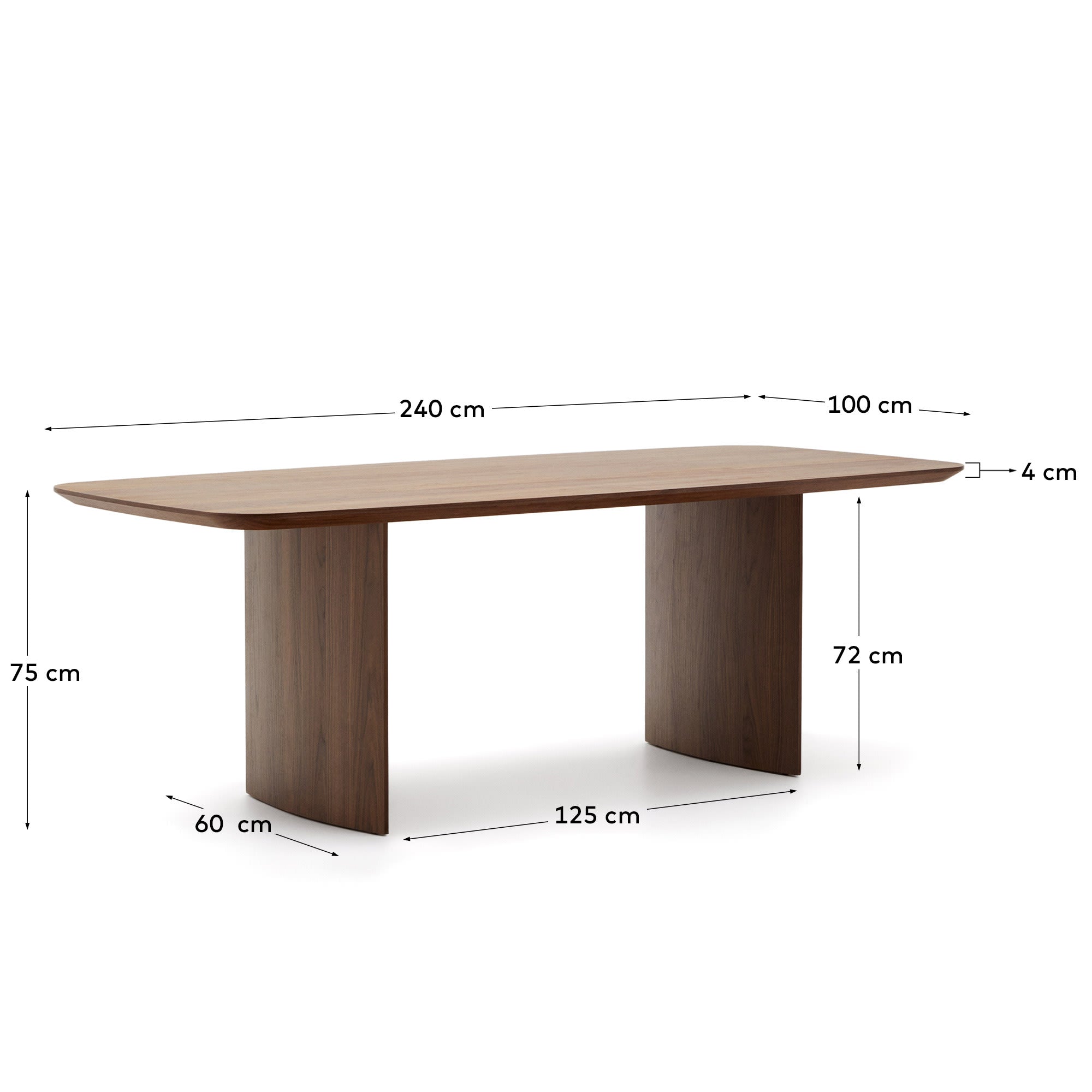 Der Litto Tisch von Kave Home, 240 x 100 cm, aus Walnussfurnier, bietet modernes Design und erstklassige Qualität für Ihr Zuhause.