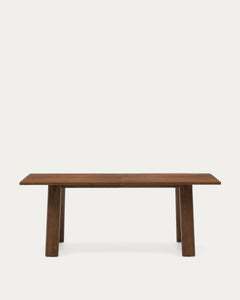Table extensible Arlen, placage et chêne massif finition noyer, 200 (250) x 95 cm F
