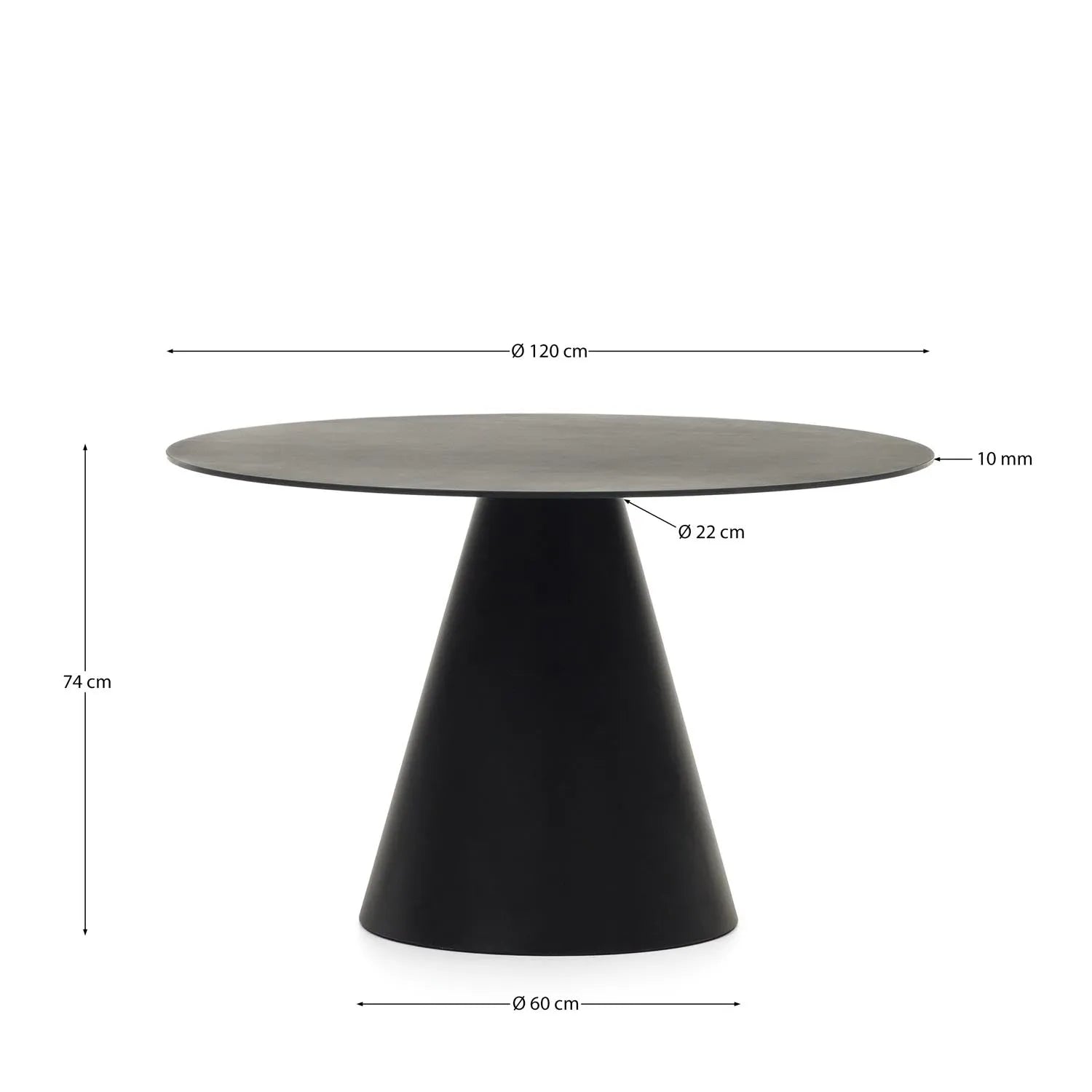 Moderner Wilshire Tisch: Glas & Metall, Ø 120 cm, schwarzes Design.