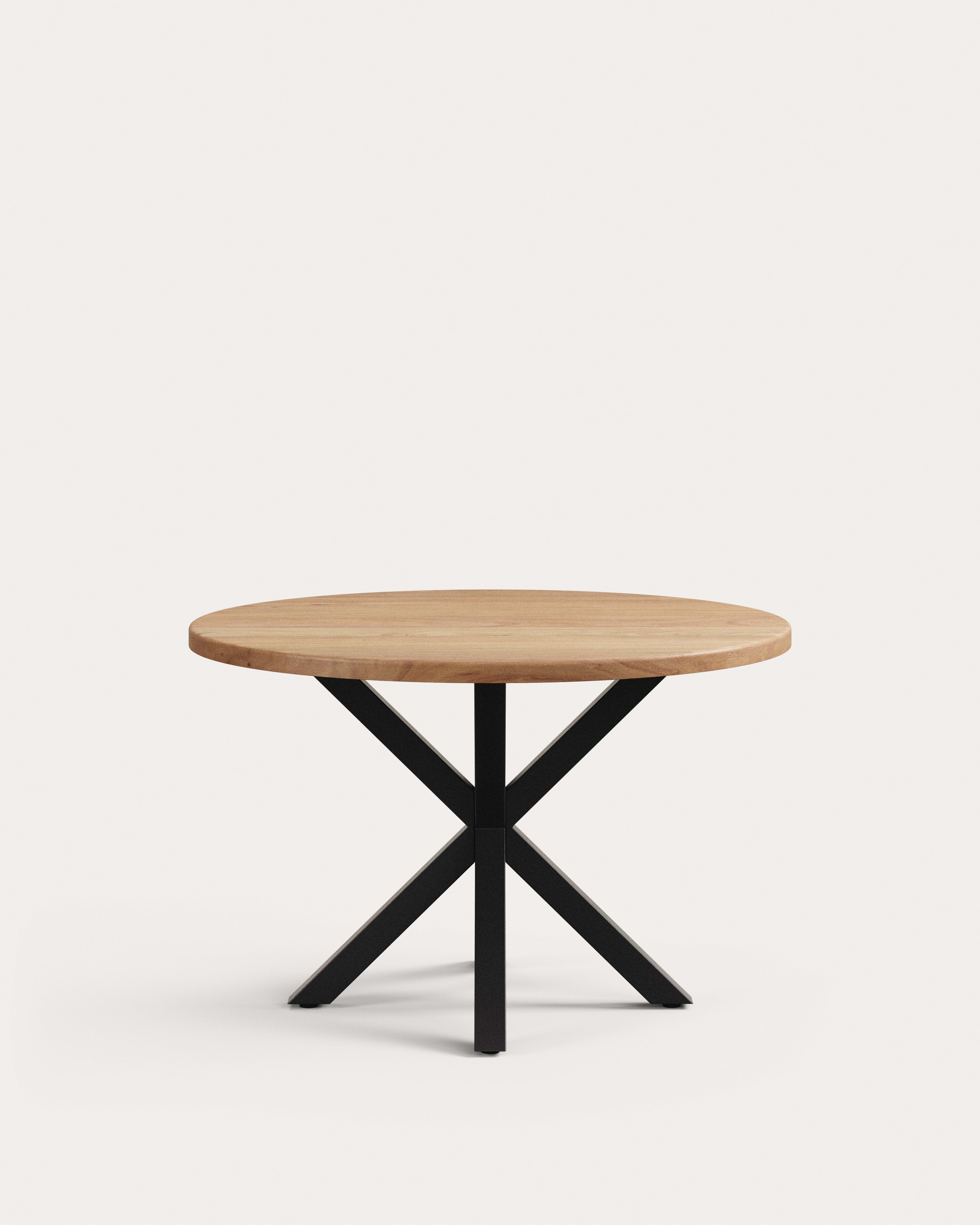 Argo round table made of solid acacia wood with black steel legs Ø 120 cm