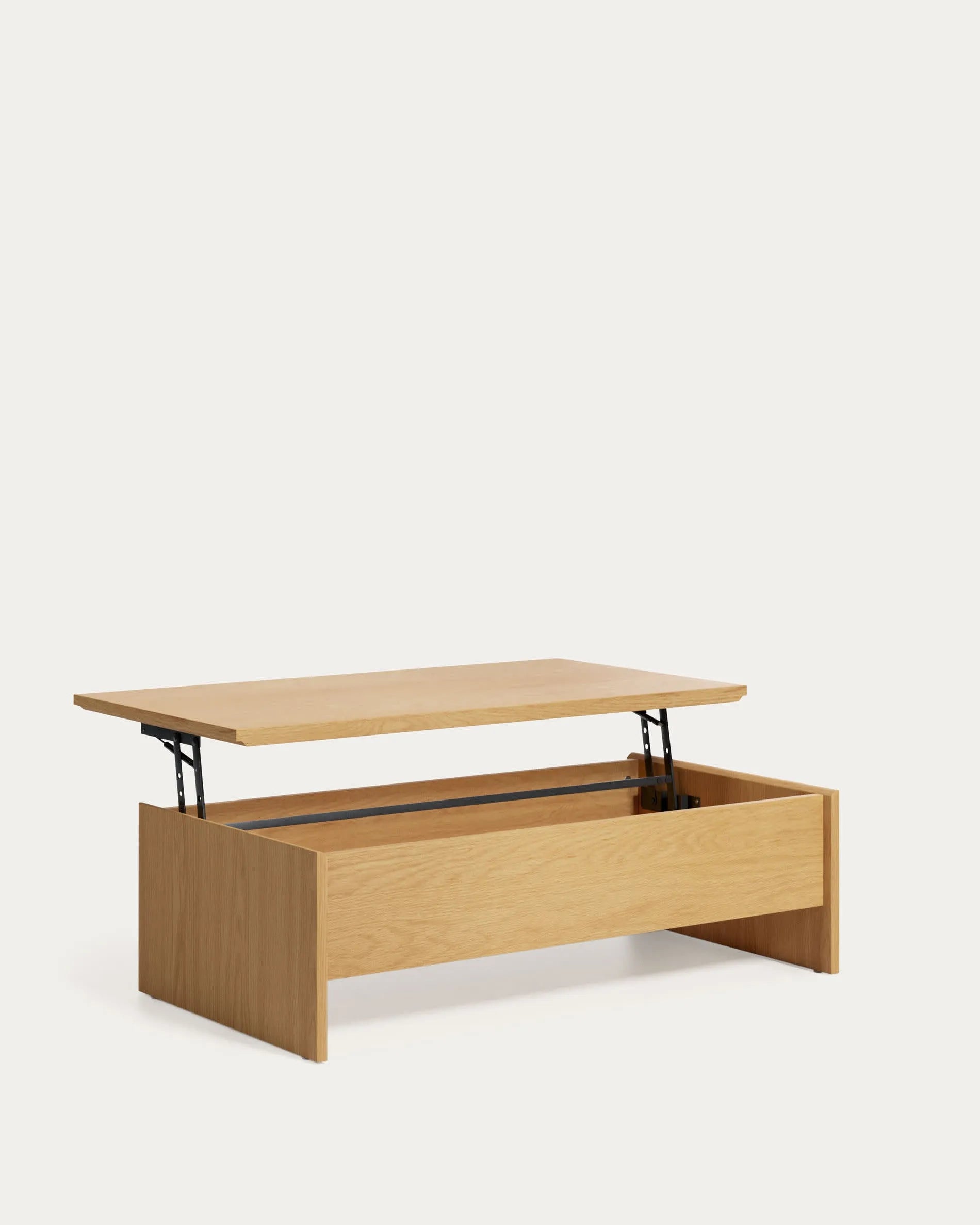Eleganter, höhenverstellbarer Couchtisch aus Eichenfurnier, 110x60 cm, FSC-zertifiziert, für vielseitige Nutzung.