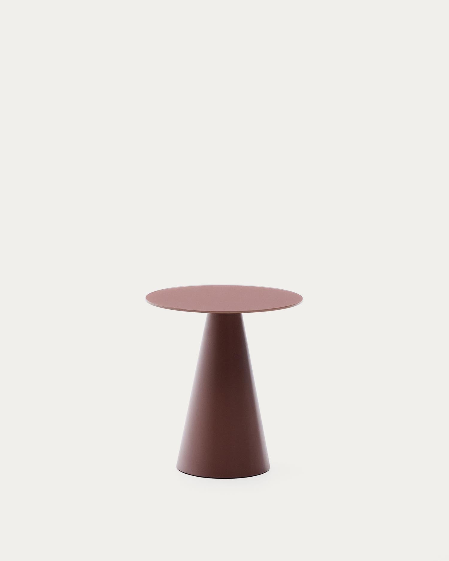Wilshire Beistelltisch  aus gehärteten Milchglas und Stahl matt terracottafarben lackiert Ø50 cm in Terrakotta präsentiert im Onlineshop von KAQTU Design AG. Beistelltisch ist von Kave Home