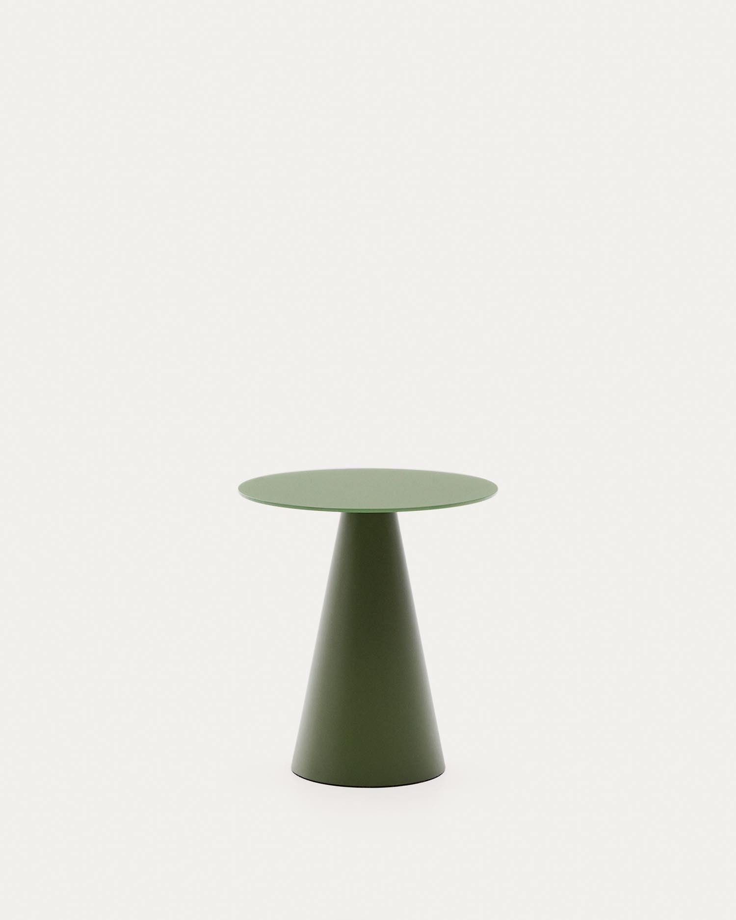 Wilshire Beistelltisch aus gehärtetem Milchglas und Stahl matt grün lackiert Ø50 cm in Grün präsentiert im Onlineshop von KAQTU Design AG. Beistelltisch ist von Kave Home