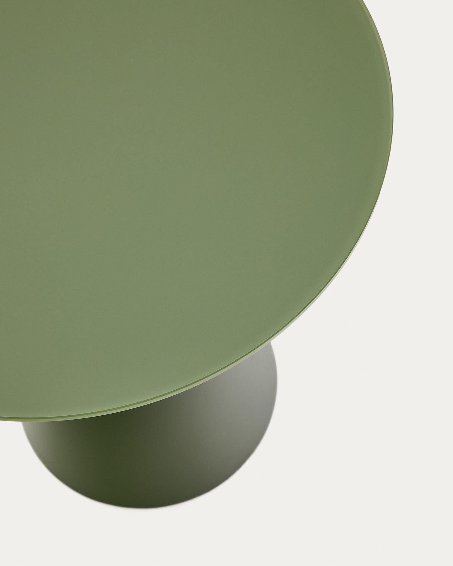 Wilshire Beistelltisch aus gehärtetem Milchglas und Stahl matt grün lackiert Ø50 cm in Grün präsentiert im Onlineshop von KAQTU Design AG. Beistelltisch ist von Kave Home