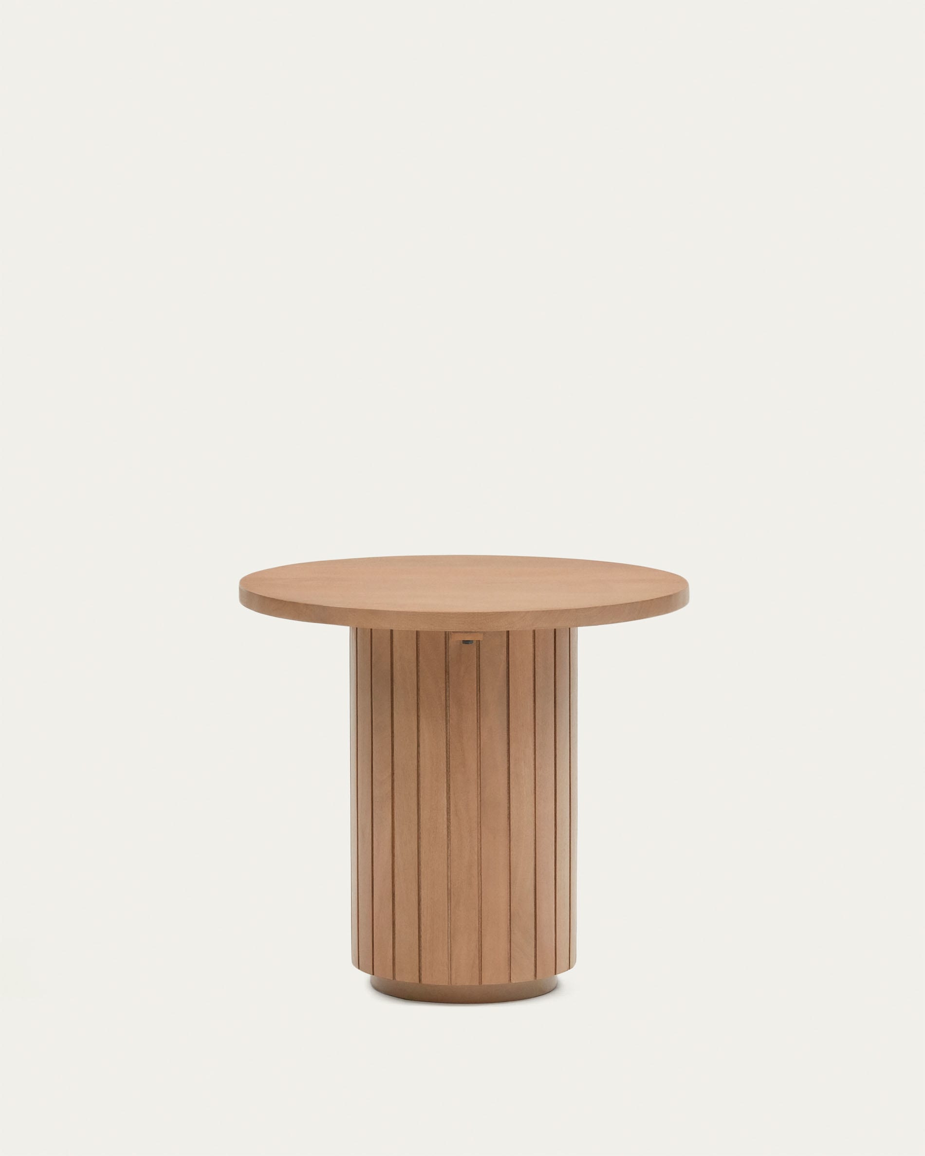 3D-Modell: Eleganter, runder Beistelltisch aus Mangoholz, Ø 60 cm, handgefertigt, robust und vielseitig.