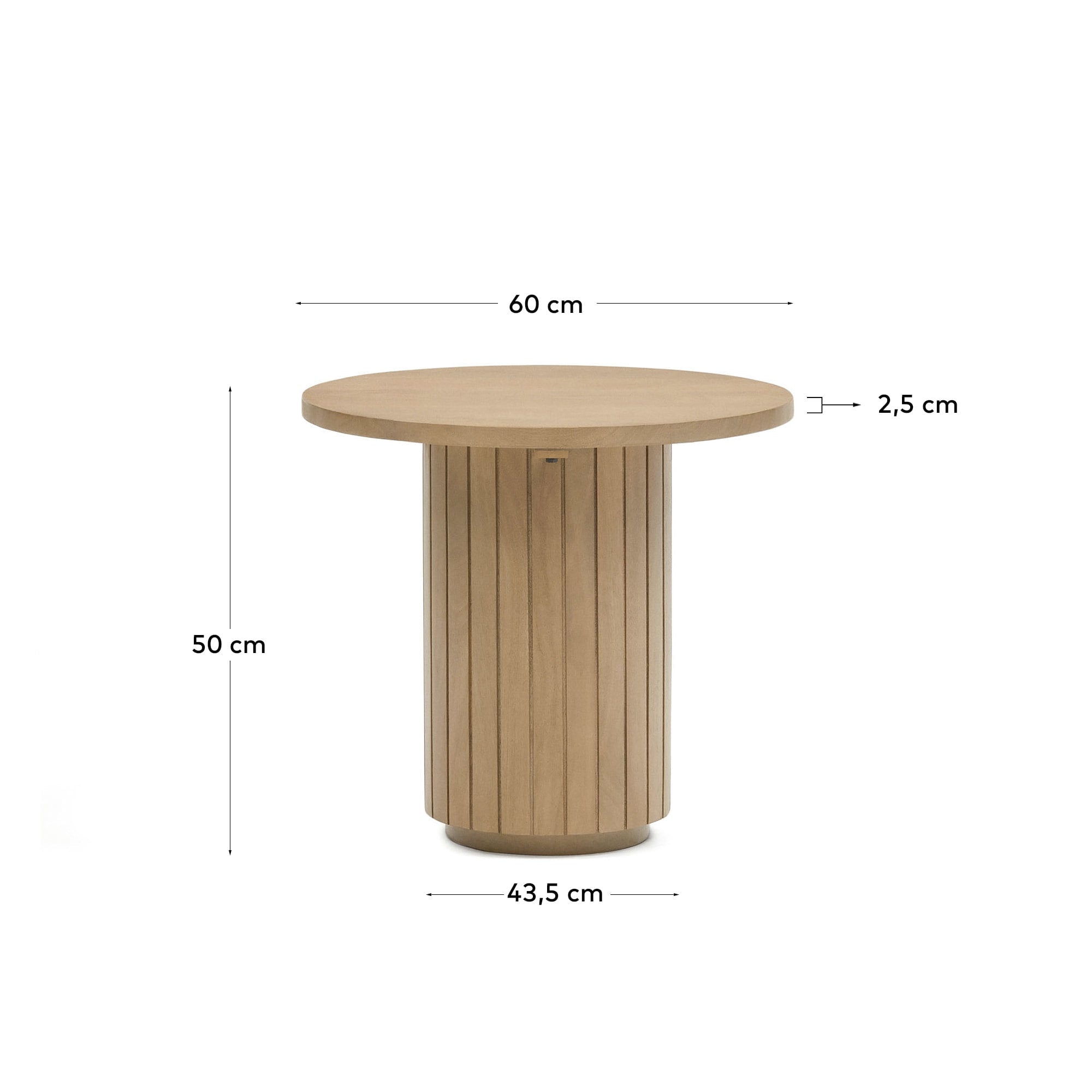 Eleganter Beistelltisch Licia aus massivem Mangoholz, Ø 60 cm, von Kave Home. Perfekt für stilvolle und moderne Wohnräume.