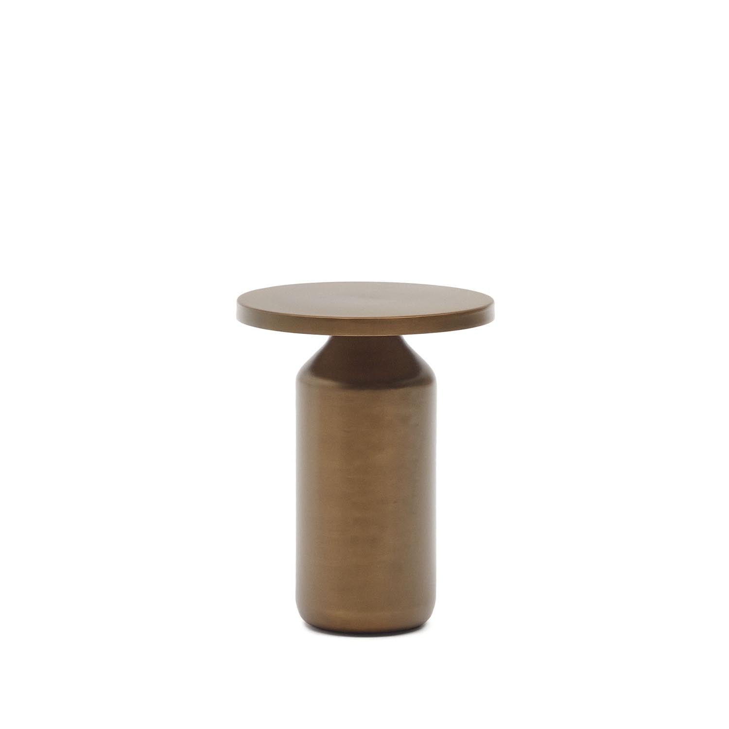 Eleganter Malya Beistelltisch aus 100% Eisen mit Antik-Kupfer-Finish, Ø 40,5 cm. Perfekt für Bücher, Getränke & Deko.