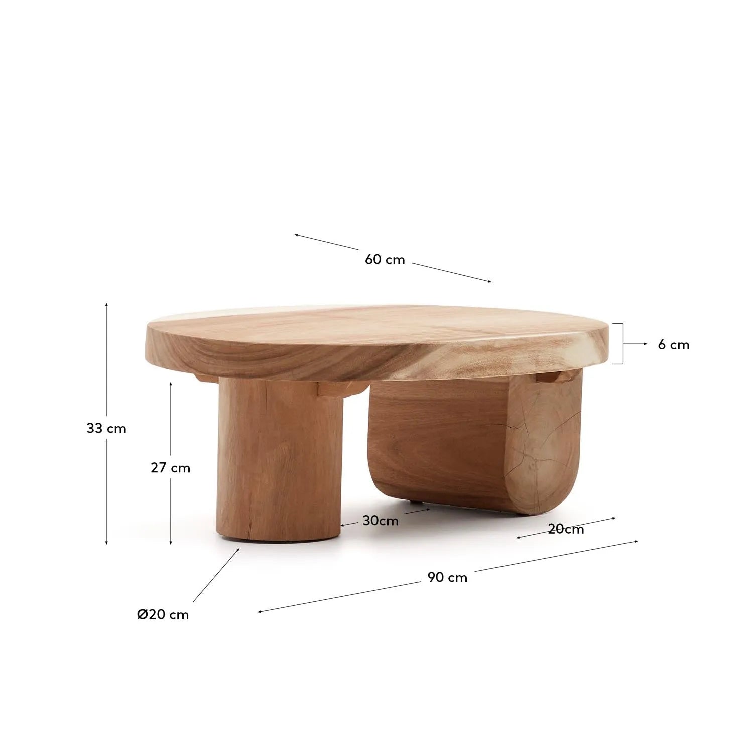 Eleganter Mosi Couchtisch aus Mungurholz, handgefertigt von Kave Home.