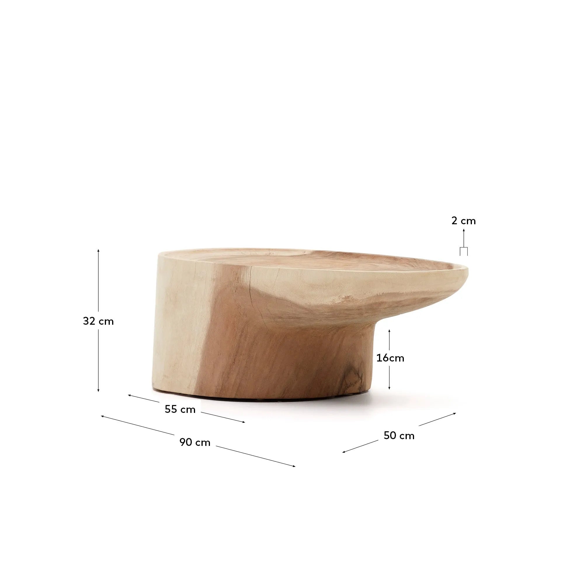 Eleganter Couchtisch aus massivem Mungurholz, Ø 90 cm, H 50 cm, vereint natürliche Schönheit und Funktionalität.