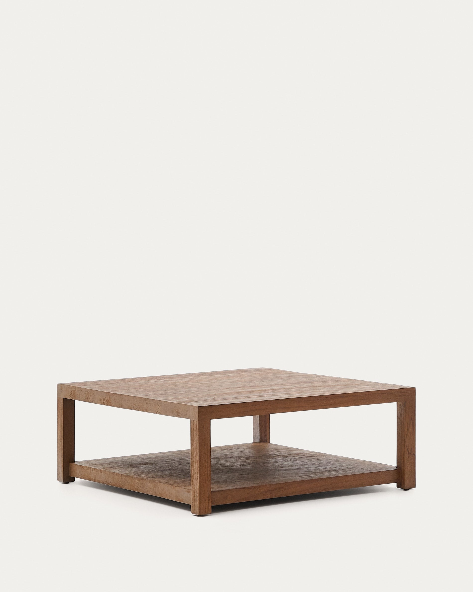 Eleganter Sashi Beistelltisch aus massivem Teakholz, 90 x 90 cm, von Kave Home – robust, stilvoll und vielseitig einsetzbar.