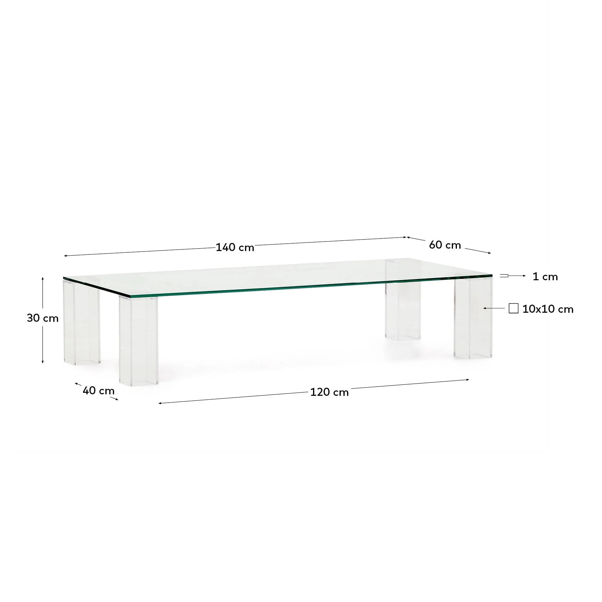 Der Couchtisch Adularia aus transparentem Glas vereint moderne Eleganz mit Funktionalität und passt perfekt in jeden Raum.