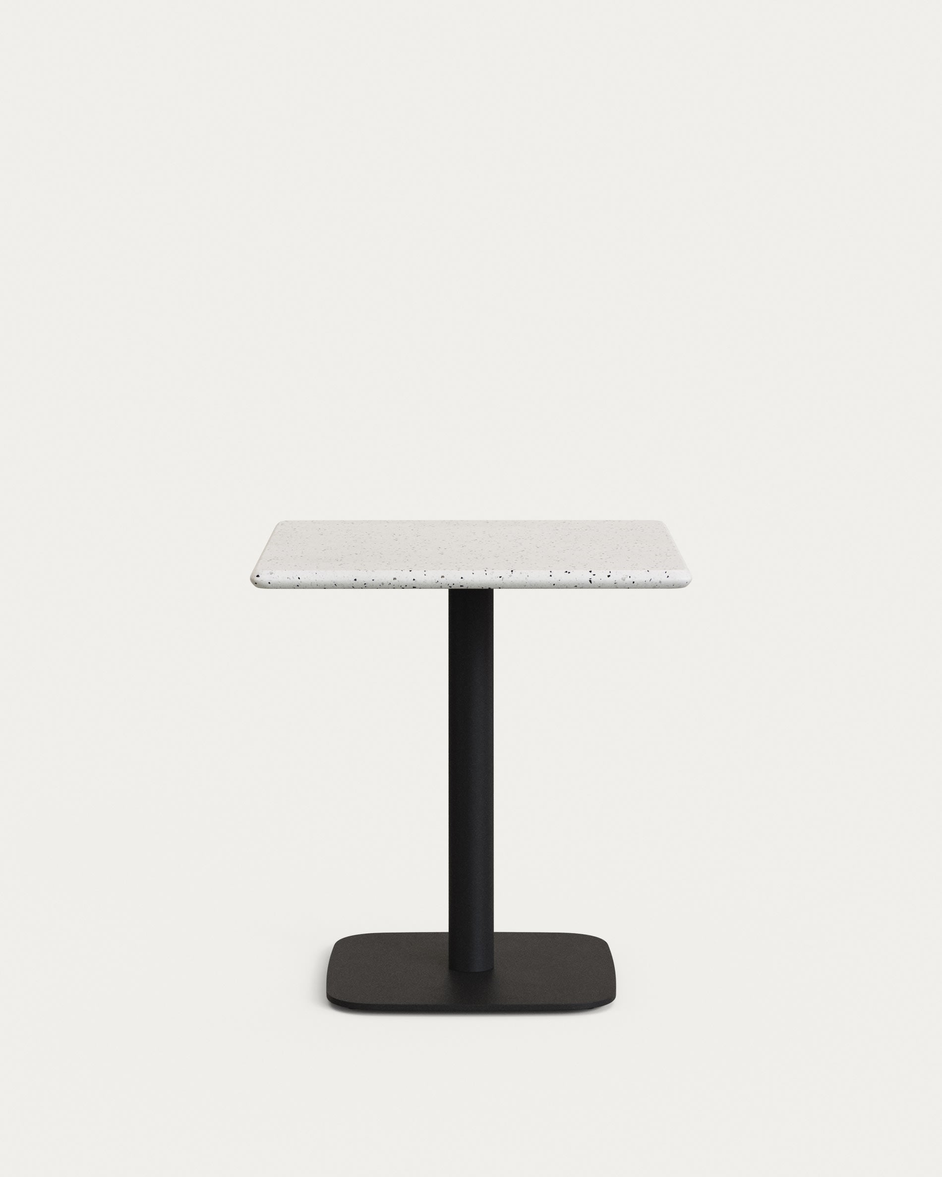 Saura side table made of black lacquered metal with a <tc>wEIS</tc> terrazzo top, 70 x 70 x 70 cm