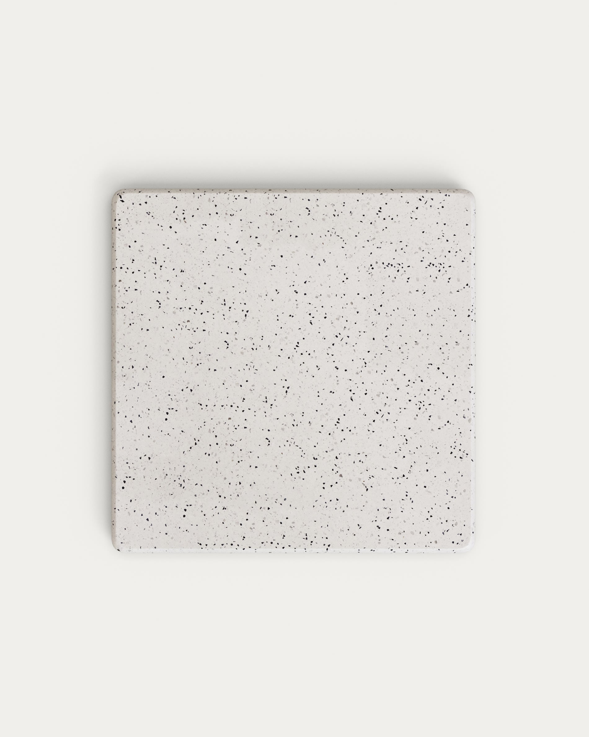 Saura side table made of black lacquered metal with a <tc>wEIS</tc> terrazzo top, 70 x 70 x 70 cm