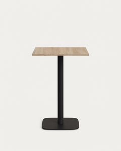 Tavolo bar Dina melaminico colore naturale con gamba in metallo verniciato nero 60x60x96 cm