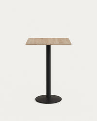 Esilda bar table made of melamine with natural finish metal leg painted black 60x60x96cm