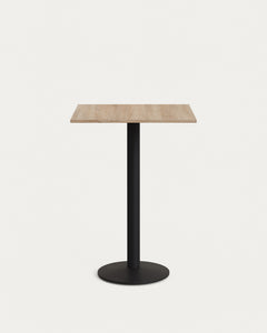Esilda bar table made of melamine with natural finish metal leg painted black 60x60x96cm