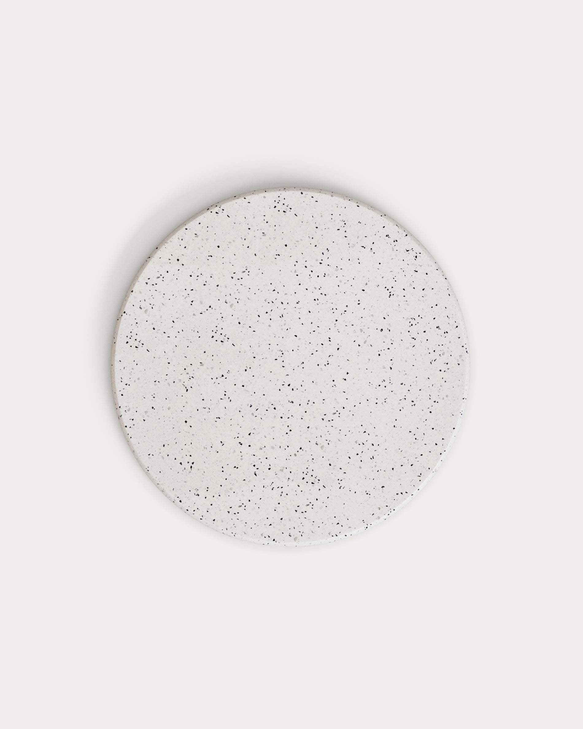 Moderner Bar-Tisch mit runder weißer Terrazzo-Platte und stabilem Metallgestell, 96 cm hoch, Ø70 cm, perfekt für stilvolle Einrichtungen.