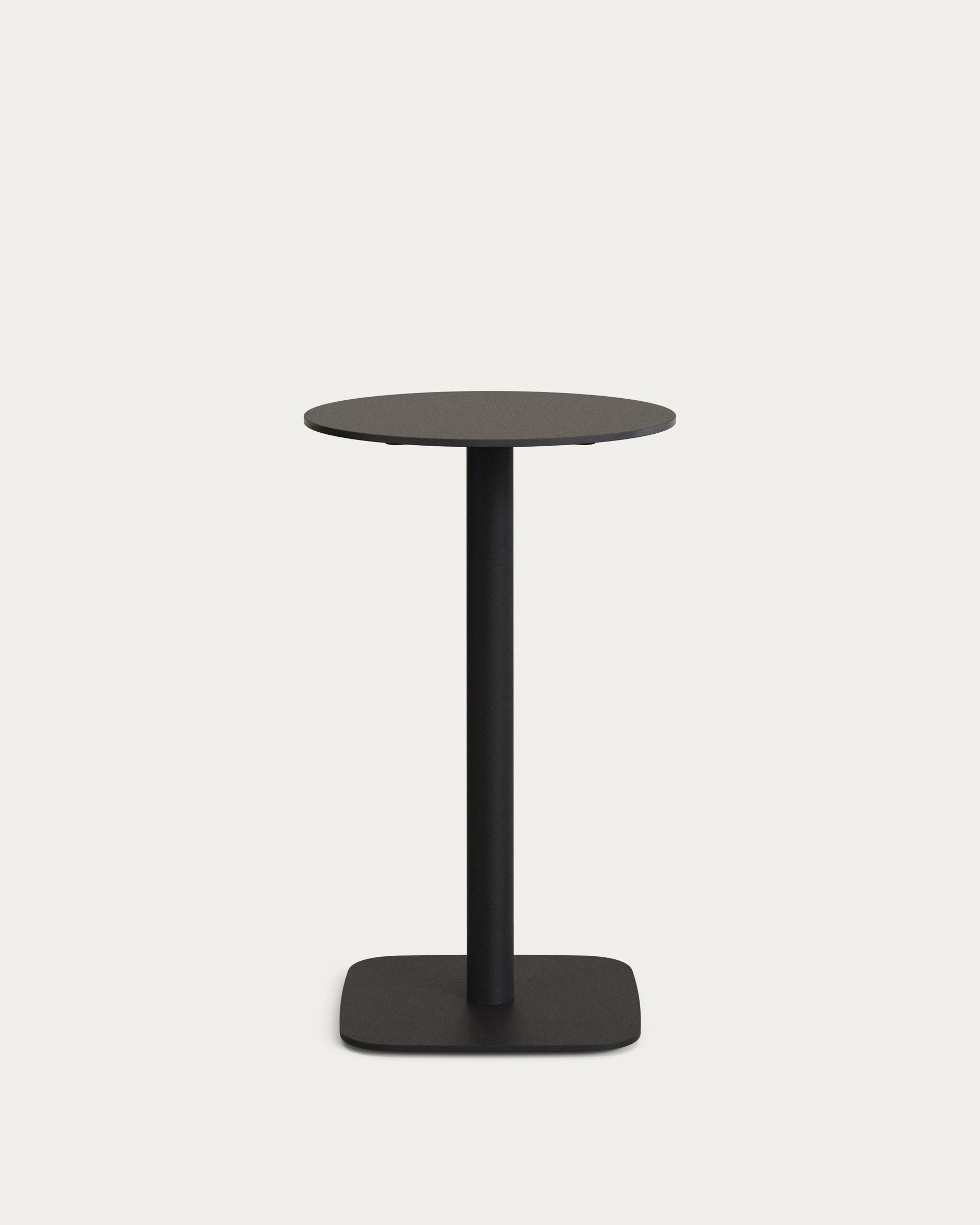 Dina high round outdoor table black with black lacquered metal frame Ø 60x96 cm