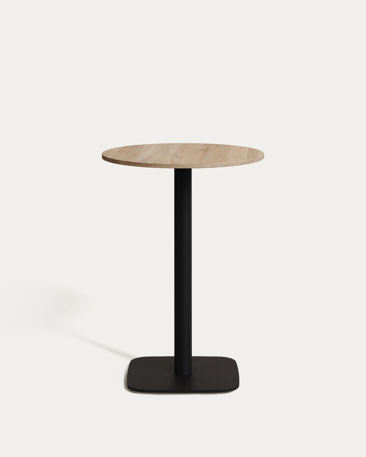 Dina hoher runder Tisch Melamin naturfarben  Metallbein schwarz lackiert Ø 60x96 cm in Natur, Schwarz präsentiert im Onlineshop von KAQTU Design AG. Hochtisch ist von Kave Home