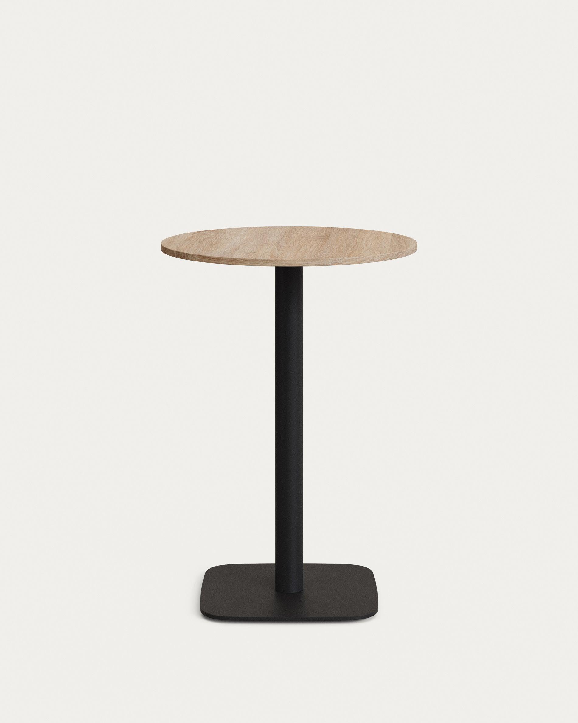 Dina high round table, natural melamine, black lacquered metal leg, Ø 60x96 cm