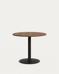 Runder Tisch Esilda Melamin  Nussbaum Finish Metallbein mit schwarz lackiertem Finish Ø90x70cm