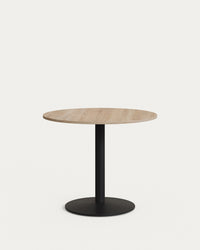 Runder Tisch Esilda Melamin  naturfarben Metallbein mit schwarz lackiertem Finish Ø90x70cm