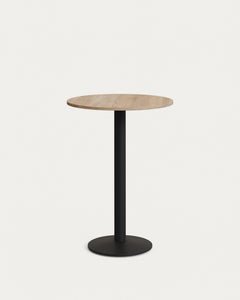 Tavolino rotondo da bar Esilda melaminico colore naturale gamba in metallo verniciato nero Ø60x96cm