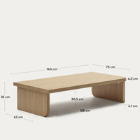 Oaq Couchtisch aus Eichenfurnier mit natürlichem Finish 140 x 75 cm FSC Mix Credit