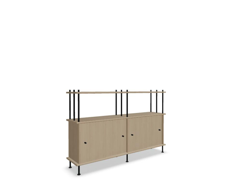 Holz-Halbregal Bava BV16P11 von Tamo: stabiles Standregal aus Holz, schmales Design mit offener Regalfläche, ideal für Wohnzimmer oder Büro, feine Maserung