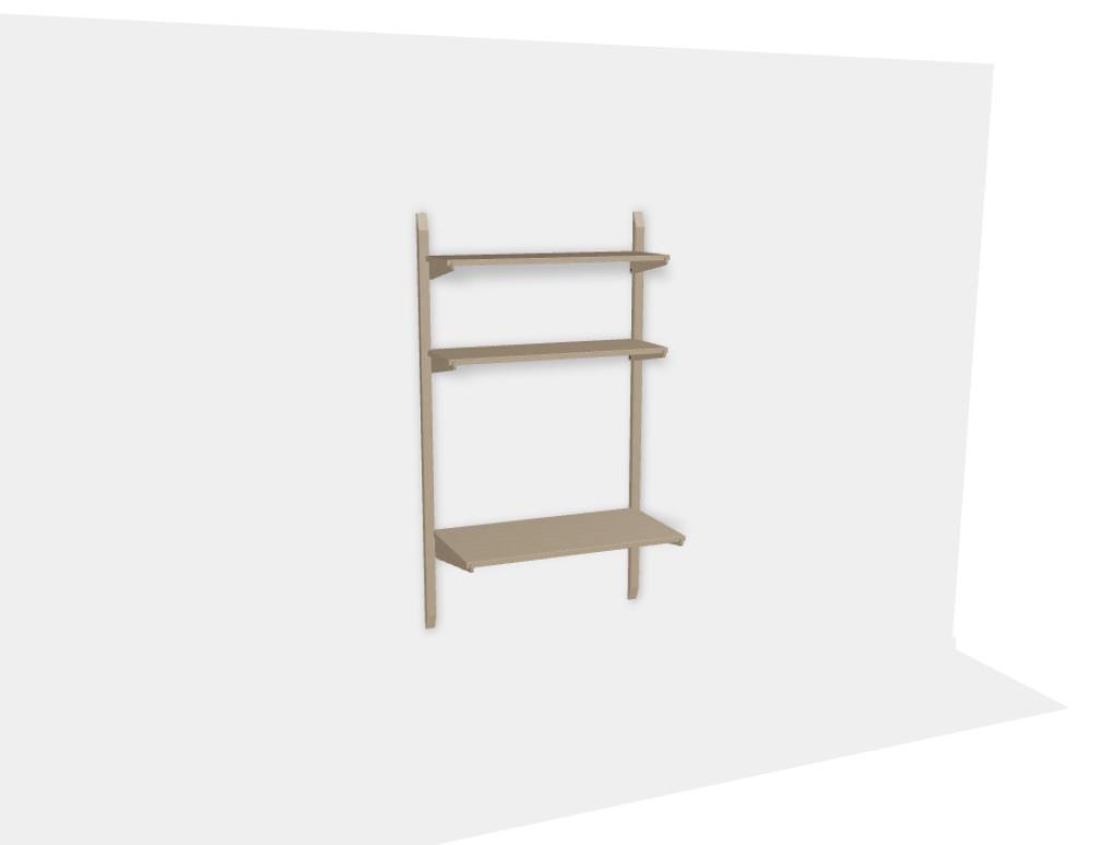 Wandmontiertes Holzregal Noki aus massivem Eichenholz in Eiche Natur mit offenen Fachböden, modularer Aufbau, Hersteller Tamo.
