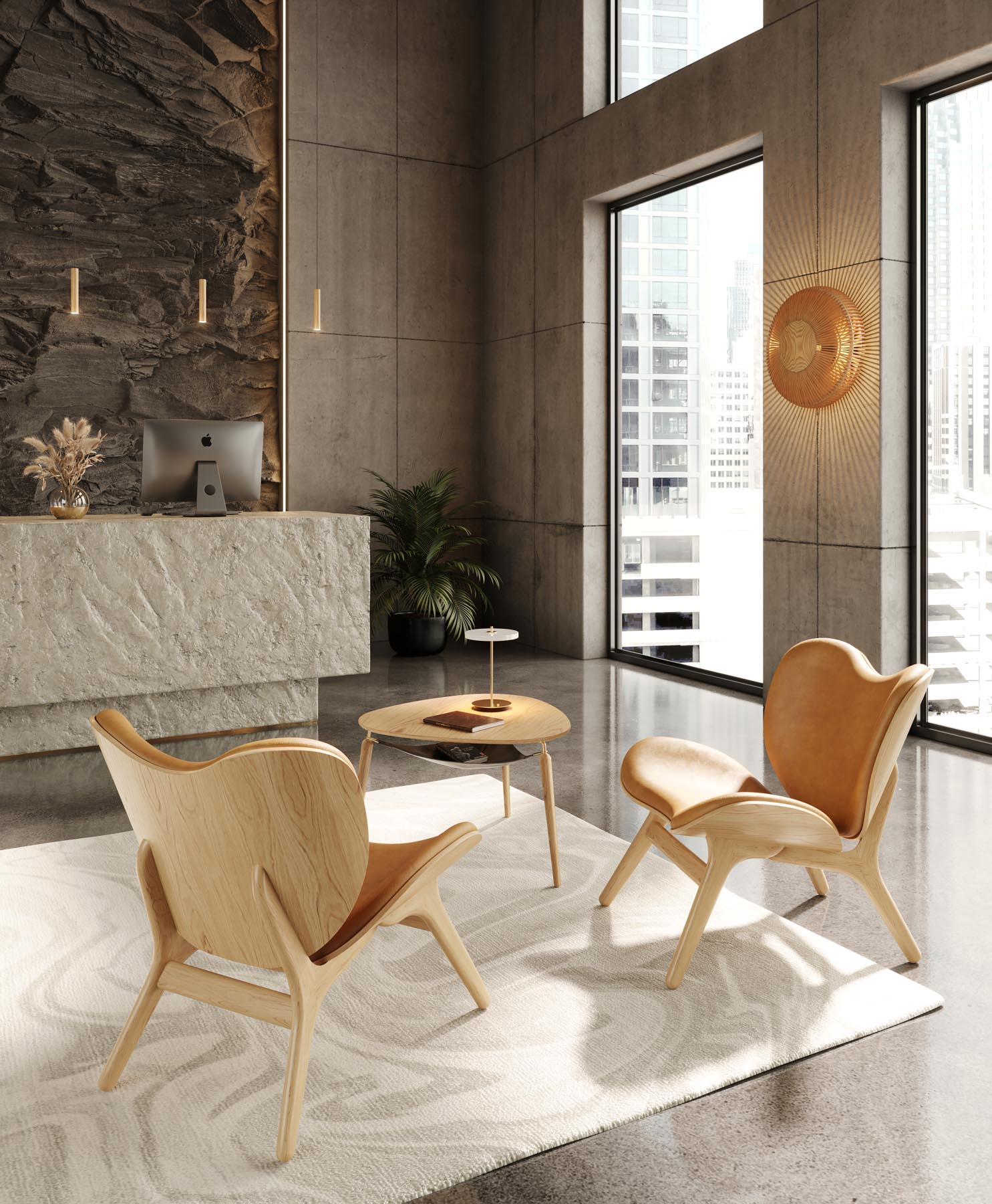 Stilvolle Chimes Pendellampe aus Eichenholz, die durch ihr modernes Design und sanftes Licht eine gemütliche Atmosphäre schafft.
