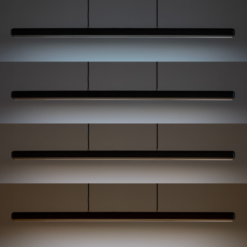 Elegante Hazel Branch Pendellampe in Schwarz und Stahl, ideal für stilvolle Innenräume, präsentiert in einem modernen Ambiente.