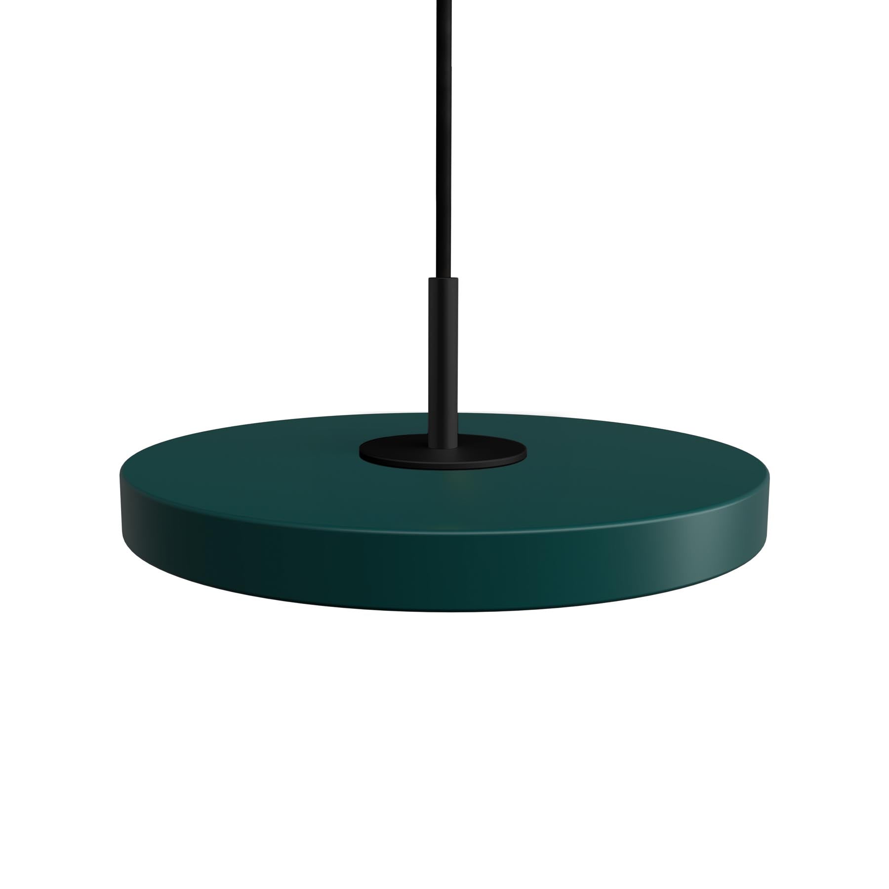 Stilvolle Asteria Micro Pendelleuchte in sattem Waldgrün, perfekt für moderne Wohnräume und gemütliche Lichtakzente.