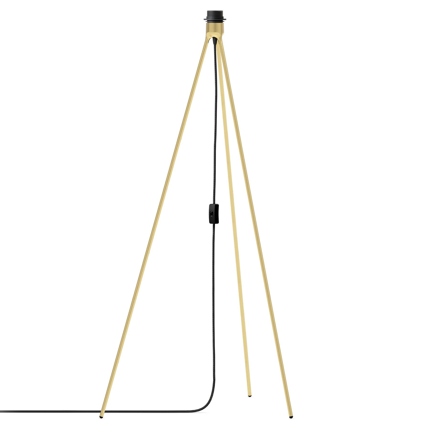 Moderner Tripod Lampenständer mit 3m Kabel in edlem gebürstetem Messing, perfekt für kreative Lichtgestaltungen von Umage.