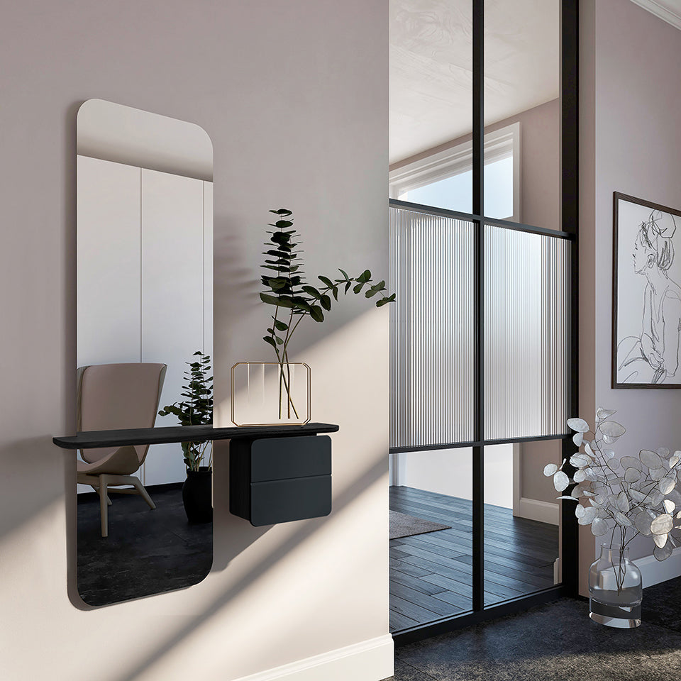 Modernes Wandregal "One More Look" in edlem Anthrazitgrau von Umage, ideal für kreative Raumgestaltung und praktische Ablageflächen.